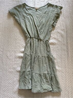 Rolla Coster Sage Green Tiered V-Neck Midi Dress